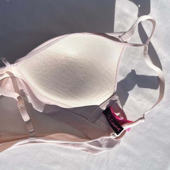 La Senza Strappy Push Up Bra Womens Small Pastel Pink Wireless - Picture 3 of 4